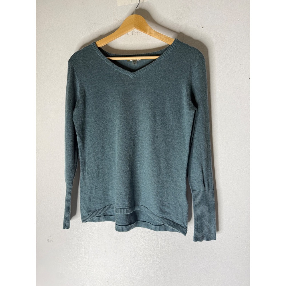 Smartwool Womens Merino Wool Blend v Neck Sweater Teal Blue Green Small